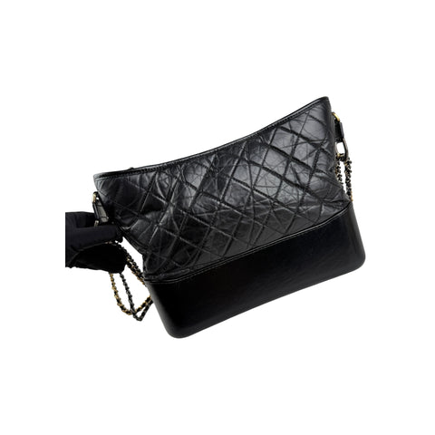 Chanel Black Quilted Leather Gabrielle Medium Hobo Bag