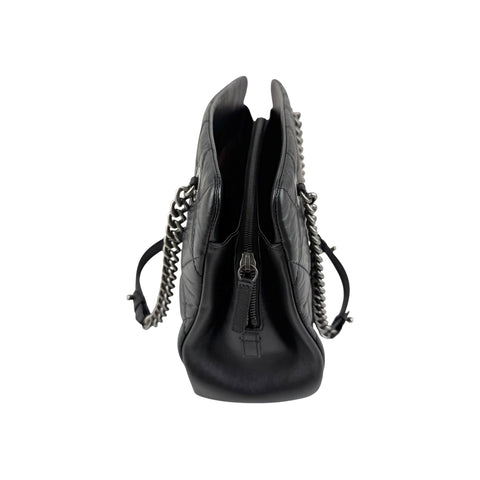Chanel Black Quilted Leather Large Zip Shopping Tote Bag