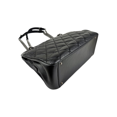 Chanel Black Quilted Leather Large Zip Shopping Tote Bag