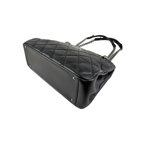 Chanel Black Quilted Leather Large Zip Shopping Tote Bag