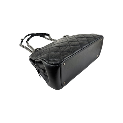 Chanel Black Quilted Leather Large Zip Shopping Tote Bag