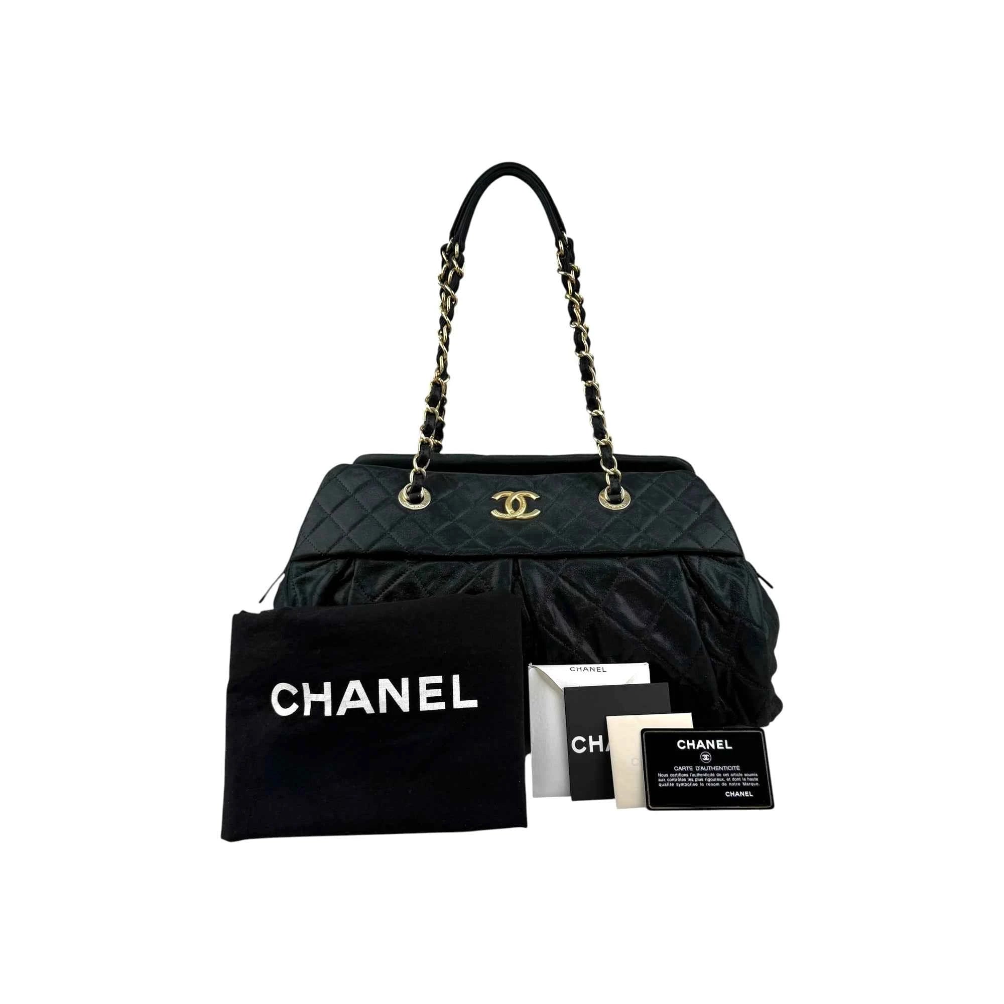Chanel Chic Quilt Velvet Leather Bowling Bag