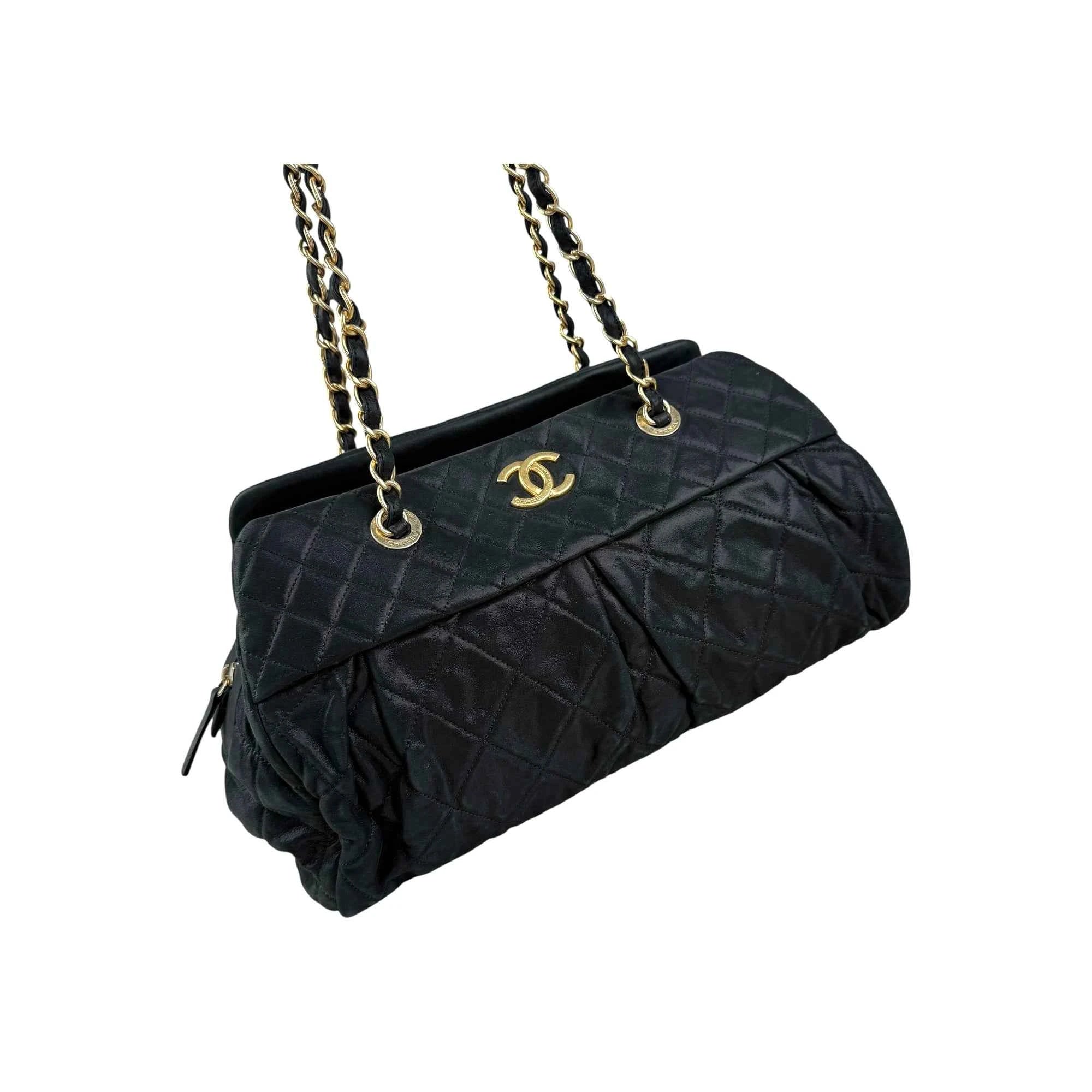 Chanel Chic Quilt Velvet Leather Bowling Bag