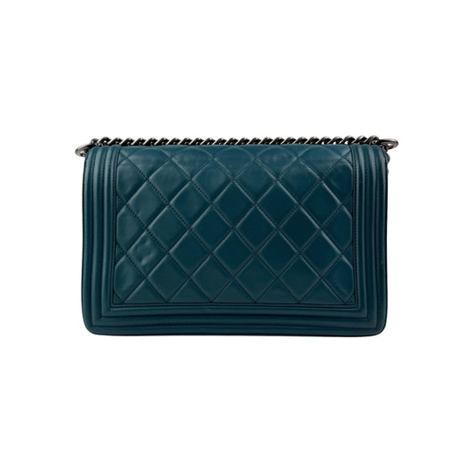 Chanel Green Quilted Leather Medium Boy Bag