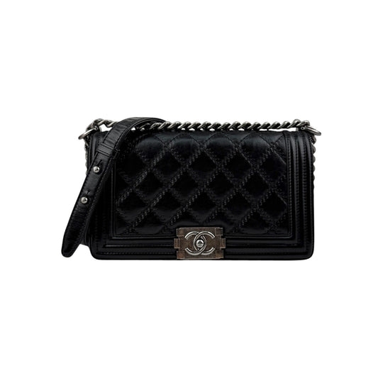 Chanel Iridescent Calfskin Embellished Double Stitch Medium Boy Flap