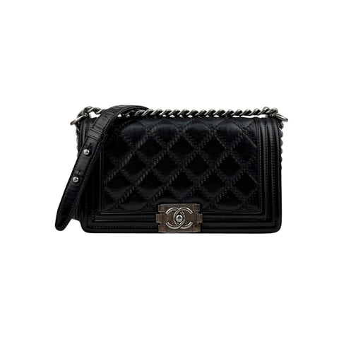 Chanel Iridescent Calfskin Embellished Double Stitch Medium Boy Flap