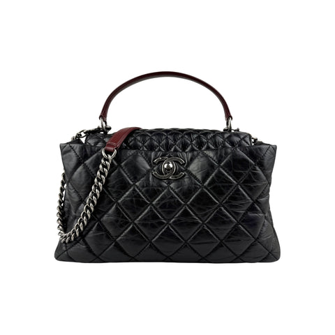 Chanel Portobello Top Handle Bag Quilted Aged Calfskin