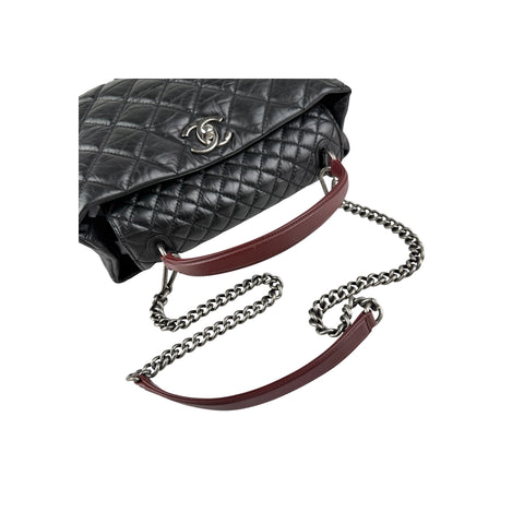 Chanel Portobello Top Handle Bag Quilted Aged Calfskin