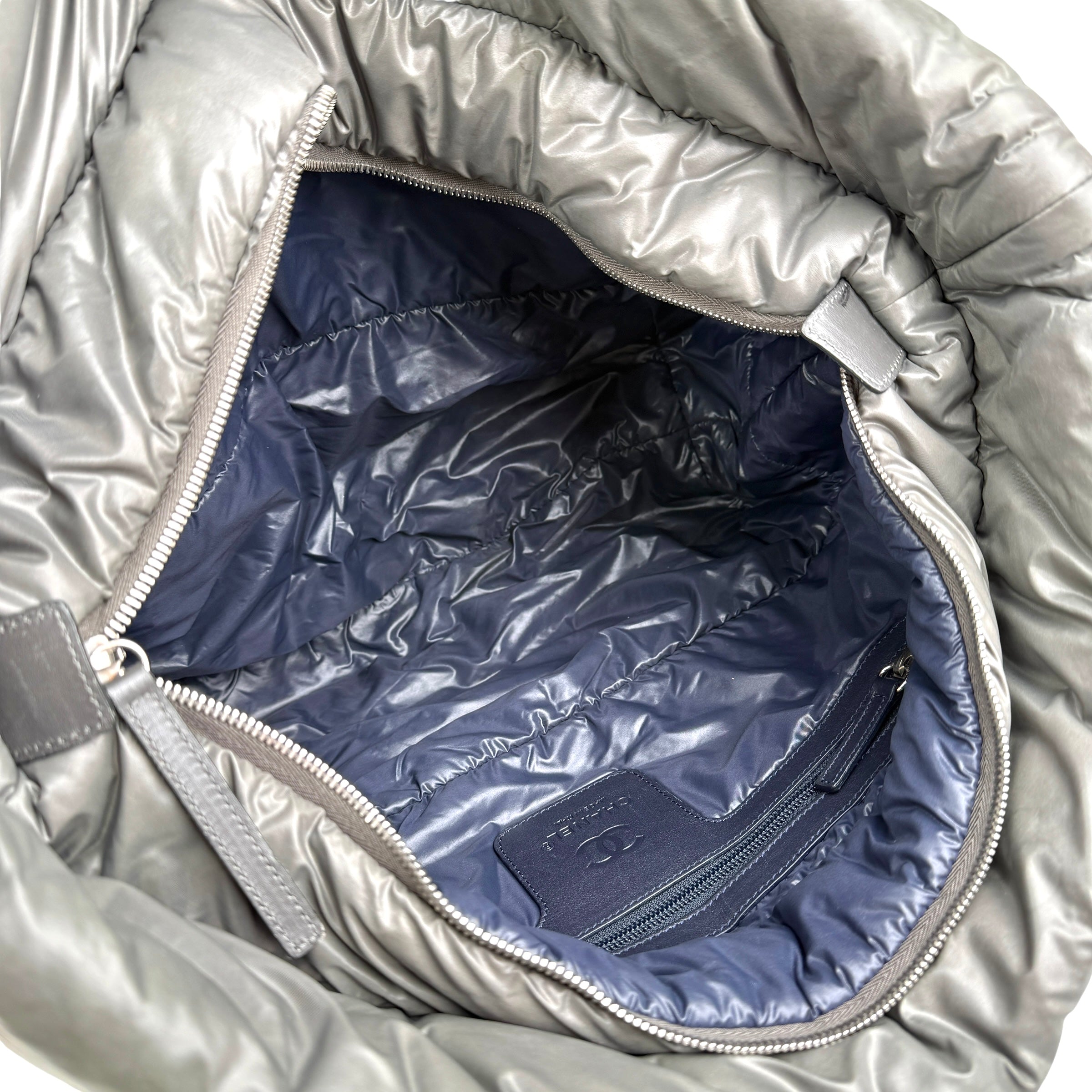 chanel coco cocoon nylon khaki tote bag inside