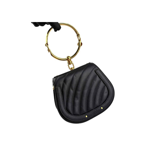 Chloe Black Leather/Suede Small Nile Bracelet Bag