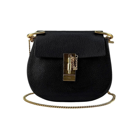 Chloe Black Pebbled Leather Drew Bag