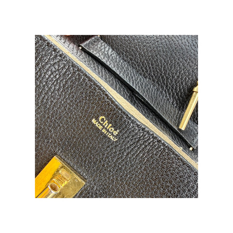 Chloe Black Pebbled Leather Drew Bag