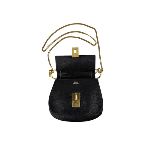 Chloe Black Pebbled Leather Drew Bag