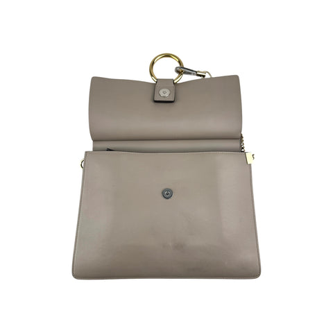 Chloe Calfskin Suede Medium Faye Shoulder Bag Motty Grey