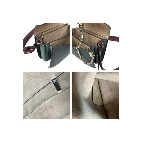 Chloé Chloe Faye Chain Suede Leather Gray Blue Crossbody Bag