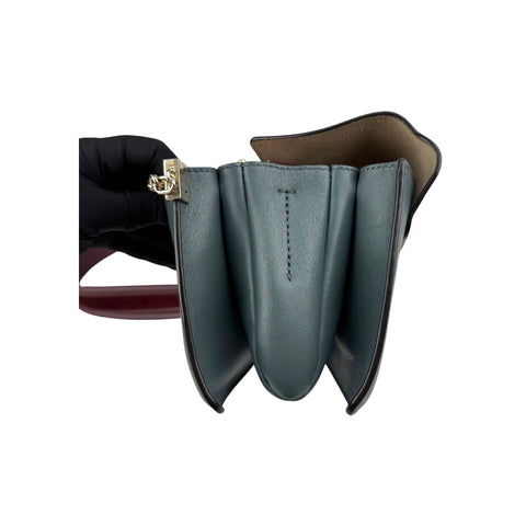 Chloé Chloe Faye Chain Suede Leather Gray Blue Crossbody Bag