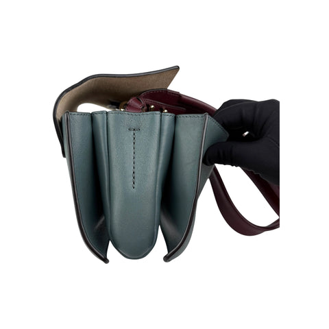 Chloé Chloe Faye Chain Suede Leather Gray Blue Crossbody Bag
