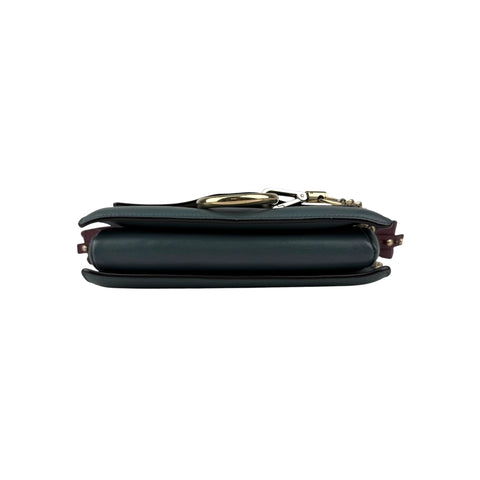 Chloé Chloe Faye Chain Suede Leather Gray Blue Crossbody Bag