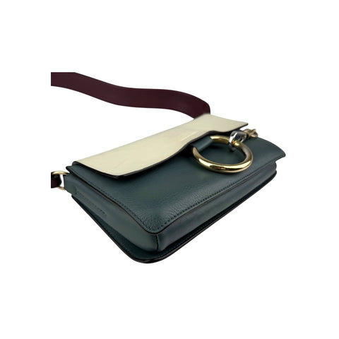 Chloé Chloe Faye Chain Suede Leather Gray Blue Crossbody Bag