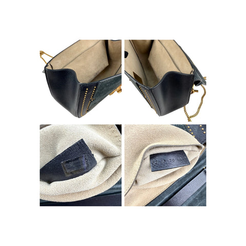 Chloe Drew Studded Leather and Suede Crossbody Bag