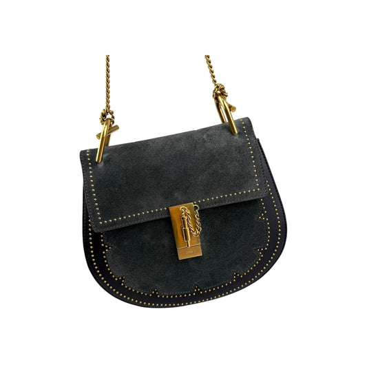 Chloe Drew Studded Leather and Suede Crossbody Bag