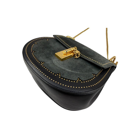 Chloe Drew Studded Leather and Suede Crossbody Bag