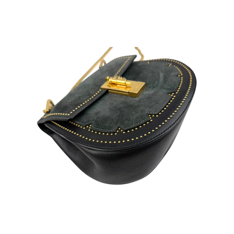 Chloe Drew Studded Leather and Suede Crossbody Bag