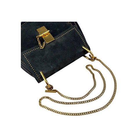Chloe Drew Studded Leather and Suede Crossbody Bag