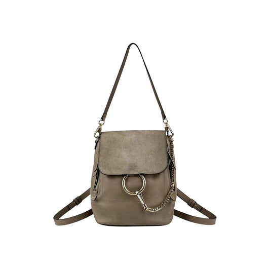 Chloé Grey Leather Faye Backpack Medium