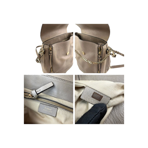 Chloé Grey Leather Faye Backpack Medium