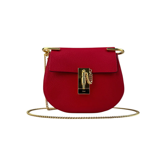 Chloe Red Pebbled Leather Drew Bag