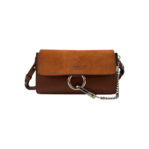 Chloé Shoulder Bag Small Faye Brown Calfskin Leather