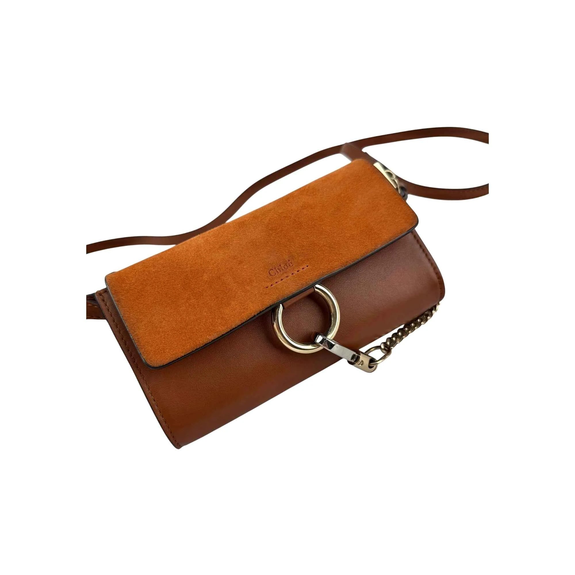 Chloé Shoulder Bag Small Faye Brown Calfskin Leather
