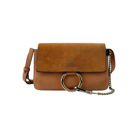 Chloé Shoulder Bag Small Faye Brown Calfskin Leather