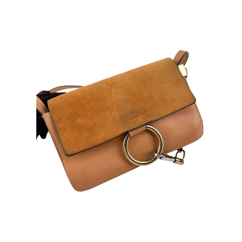 Chloé Shoulder Bag Small Faye Brown Calfskin Leather