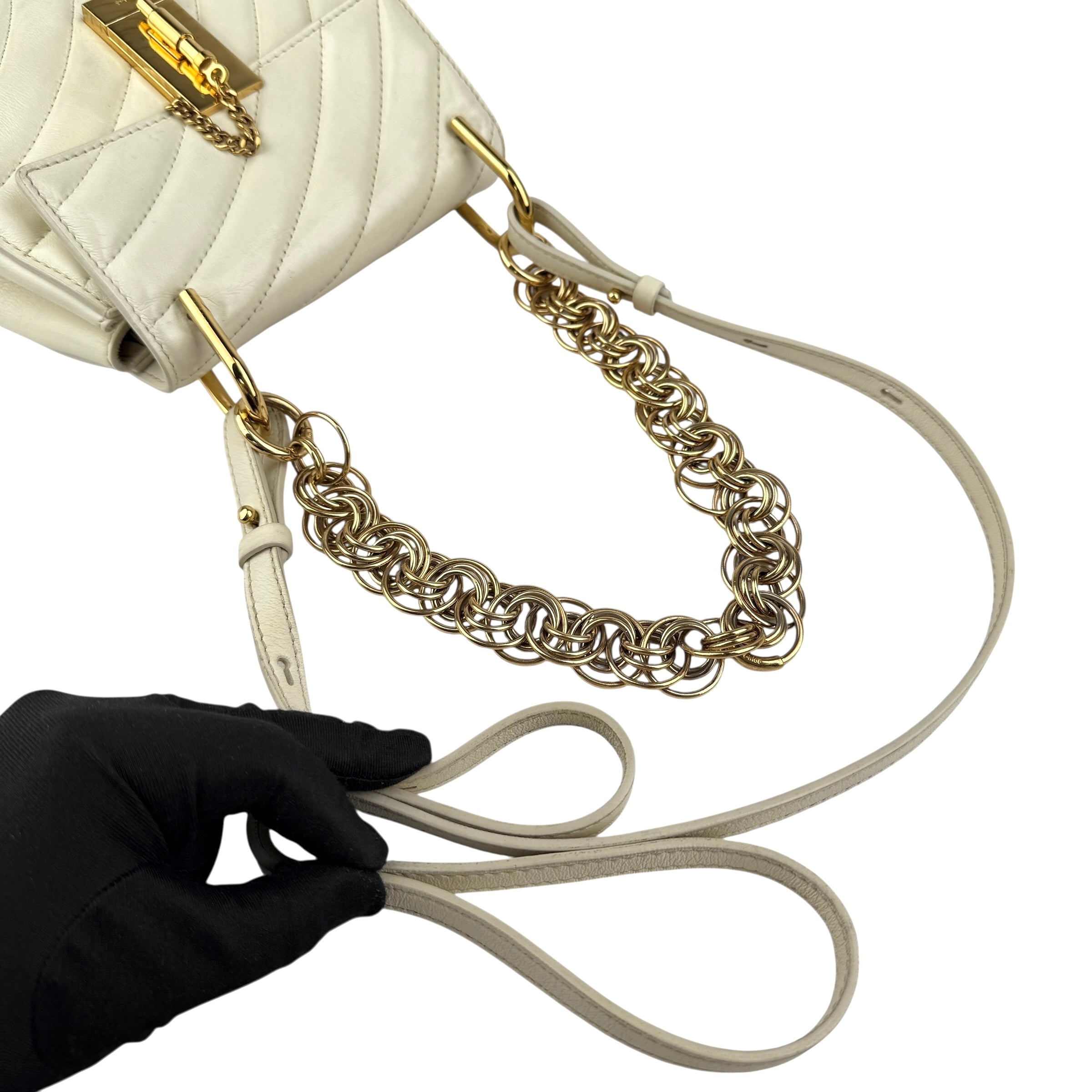 chloe drew bijou quilted shoulder bag handle detail
