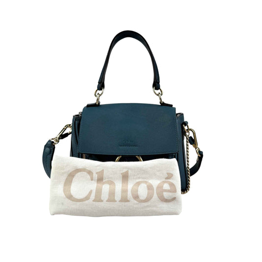 chloe leather faye shoulder bag blue accessory