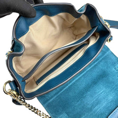 chloe leather faye shoulder bag blue inside