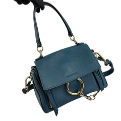 chloe leather faye shoulder bag blue left front 45