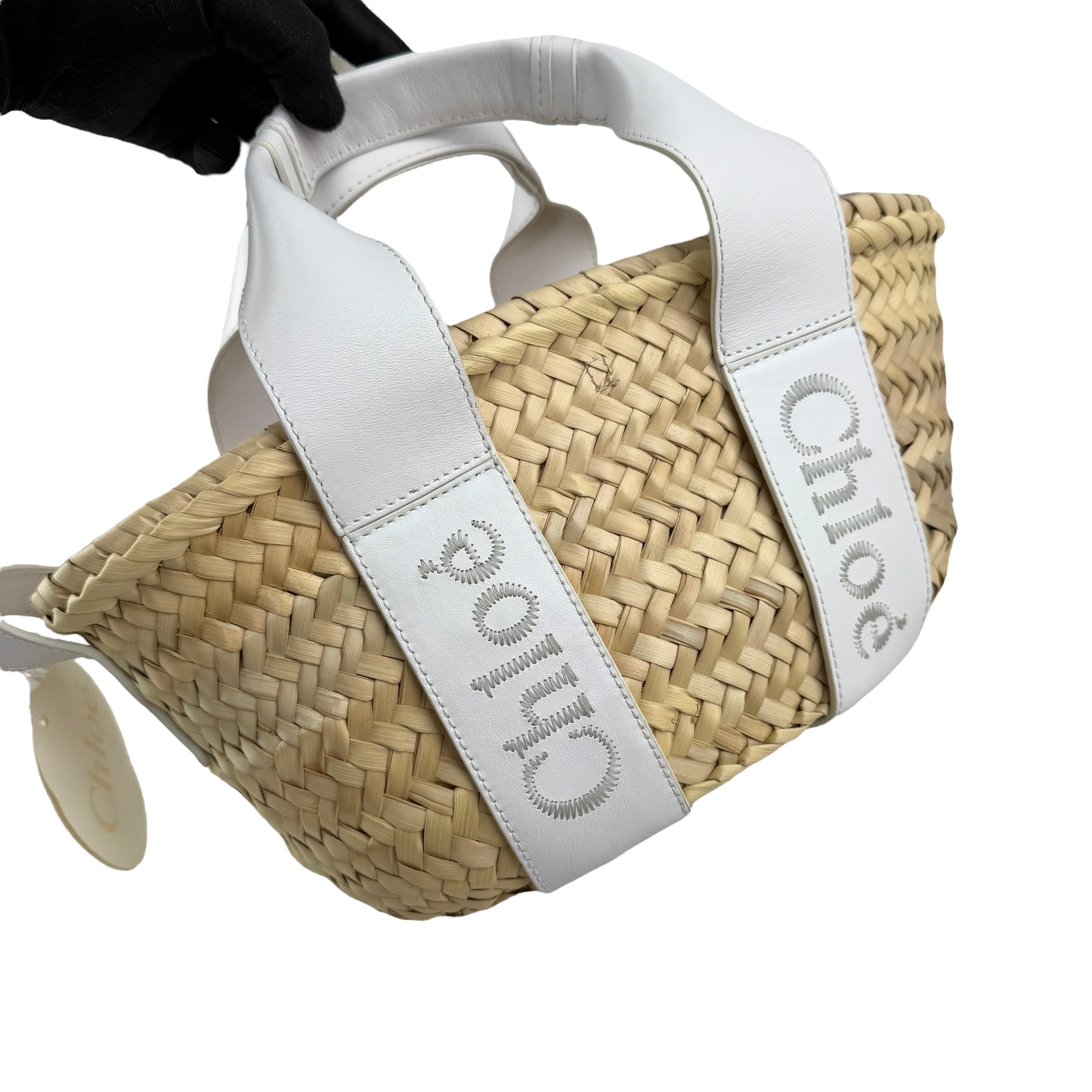 chloe sense raffia tote bag left front 45