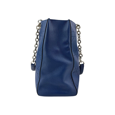 Christian Dior Blue Grained Calfskin Leather Cannage Quilted Medium Ultradior Tote Bag