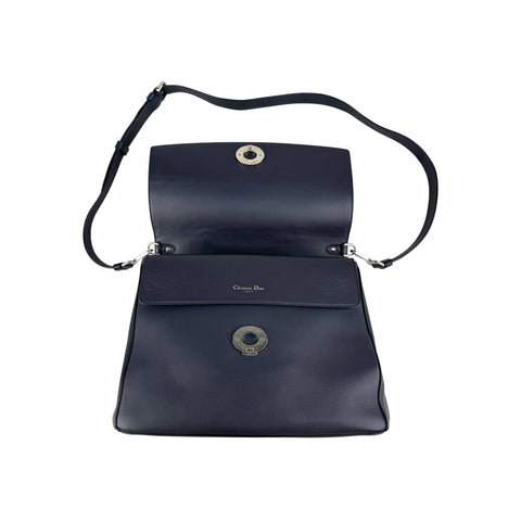 Christian Dior Blue/Silver Calfskin Leather Be Dior Flap Bag