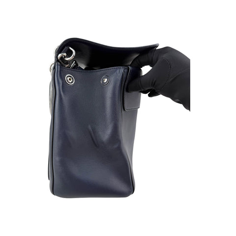Christian Dior Blue/Silver Calfskin Leather Be Dior Flap Bag