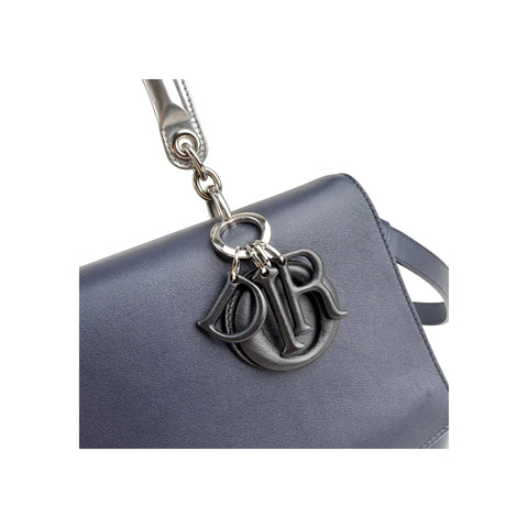 Christian Dior Blue/Silver Calfskin Leather Be Dior Flap Bag