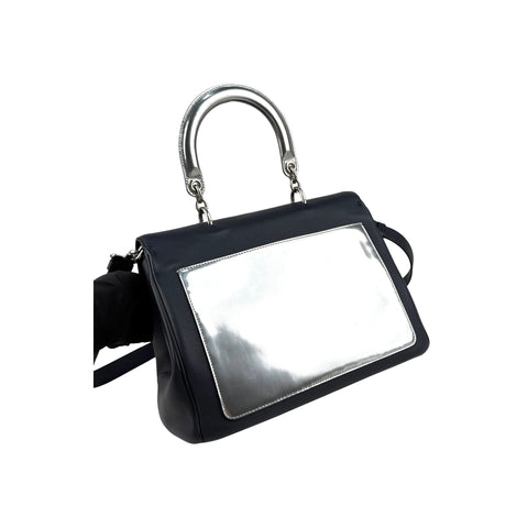 Christian Dior Blue/Silver Calfskin Leather Be Dior Flap Bag