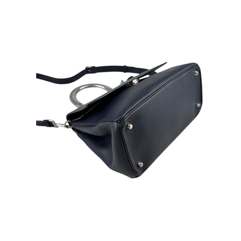 Christian Dior Blue/Silver Calfskin Leather Be Dior Flap Bag