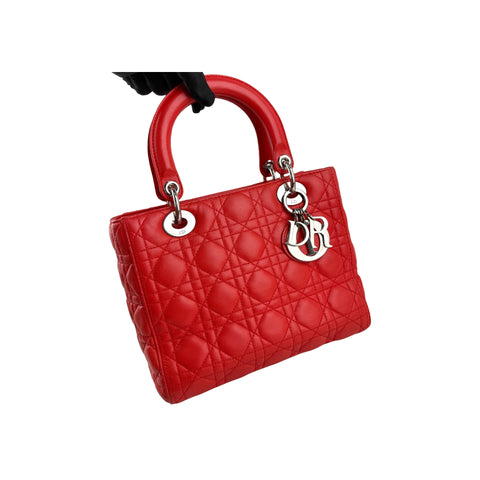 Christian Dior Cannage Quilted Lambskin Leather Medium Lady Dior Bag