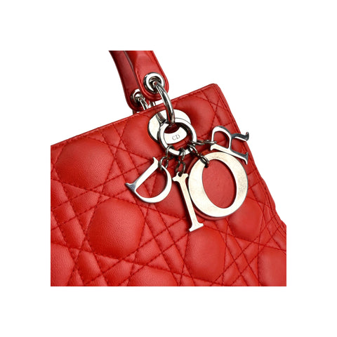 Christian Dior Cannage Quilted Lambskin Leather Medium Lady Dior Bag