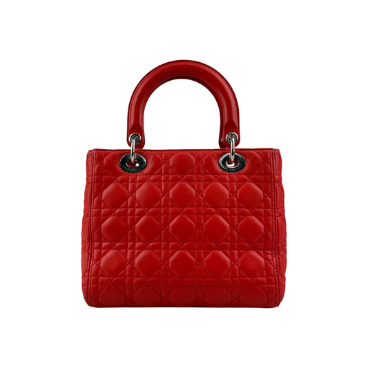 Christian Dior Cannage Quilted Lambskin Leather Medium Lady Dior Bag