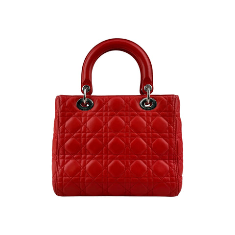 Christian Dior Cannage Quilted Lambskin Leather Medium Lady Dior Bag